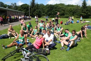 Perth Road Runners relaxing after the Crieff 10k